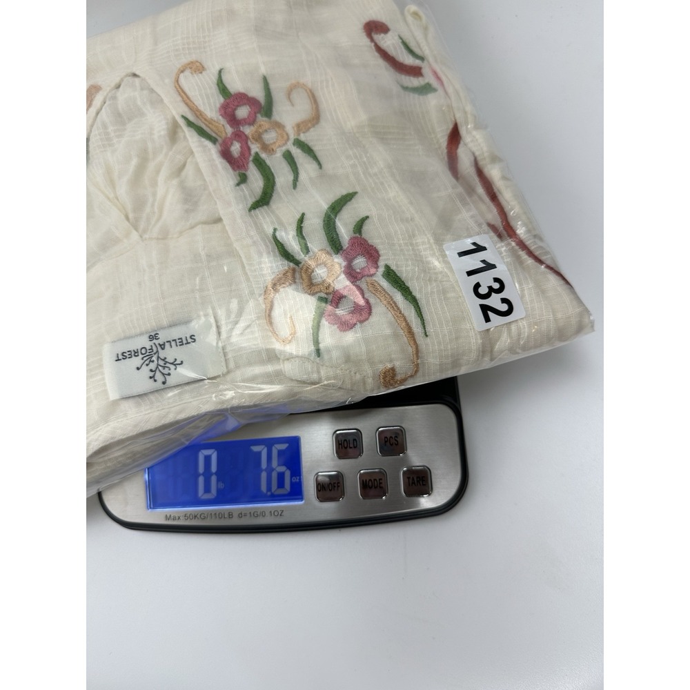 Anthropologie Stella Forest Dress Size 36 Floral Embroidered Peasant Ecru Ivory - Picture 13 of 13